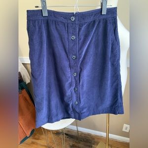 GAP Skirt Blue Corduroy Button Front Size M